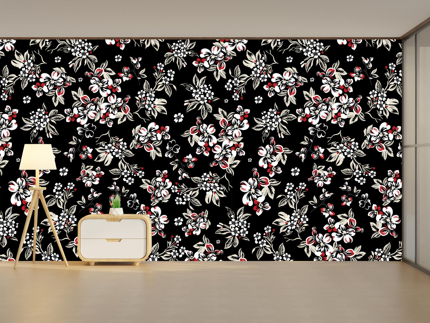 Lily Black White with Pink Stylish Bedroom Wallpaper for Elegant