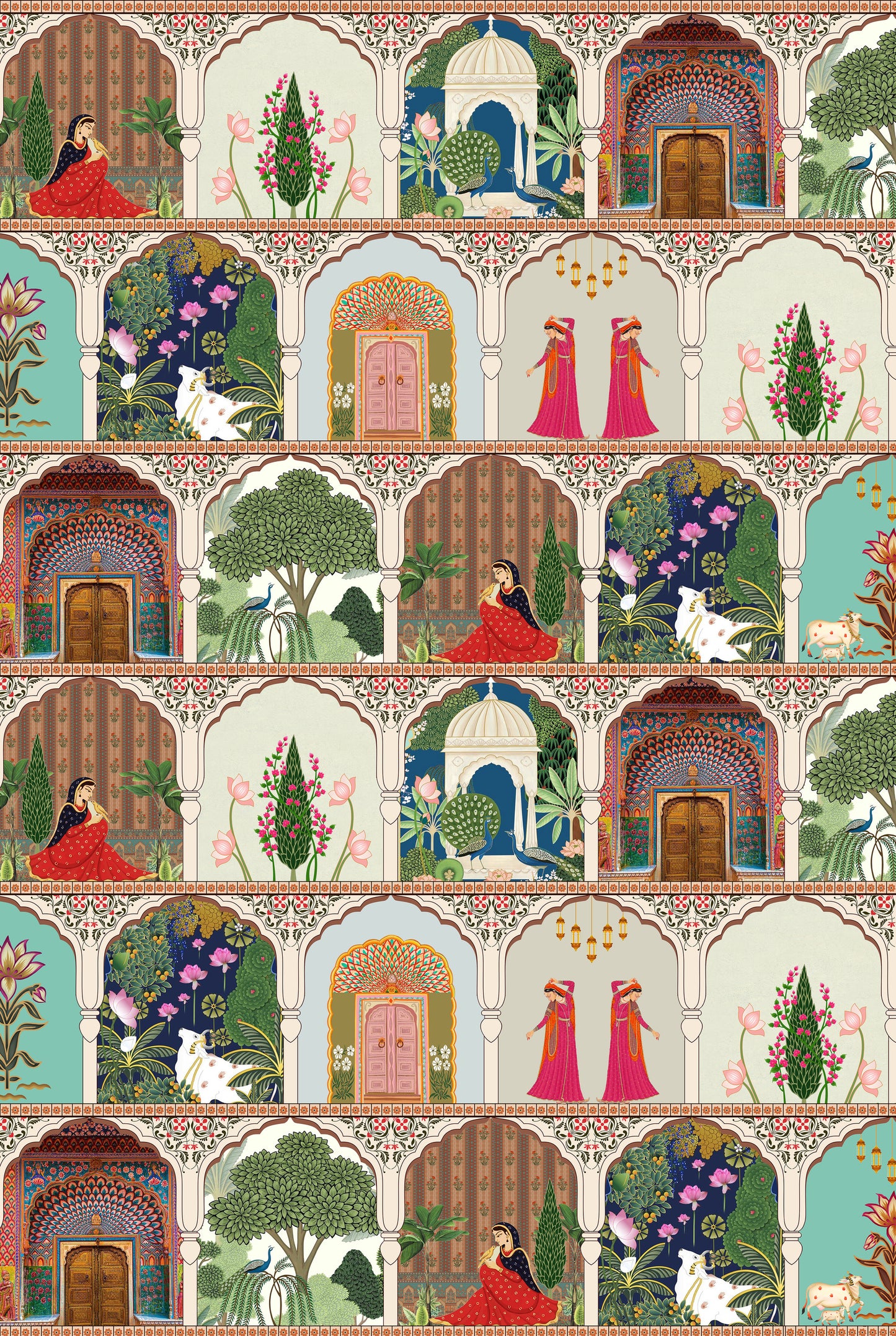 Rajasthani Ethnic Wallpaper for Traditional Cultural Interiors