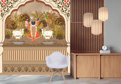 Jaipurian Art Pichwai Wallpaper for Traditional Heritage