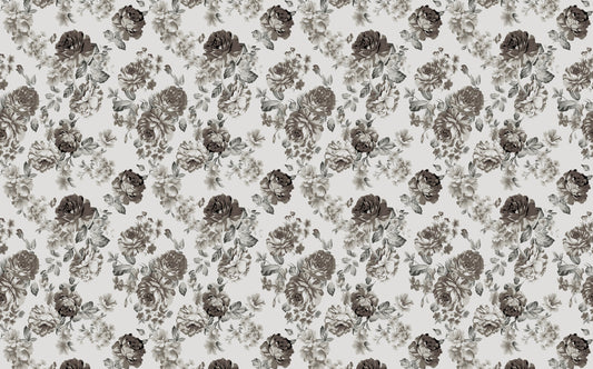 BLACK & WHITE  LILY FLORAL BEDROOM WALLPAPER