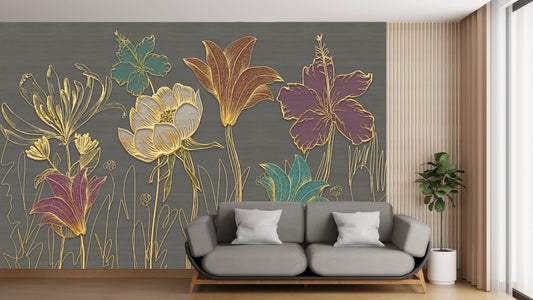 3D FLORAL GILITER WALLPAPER