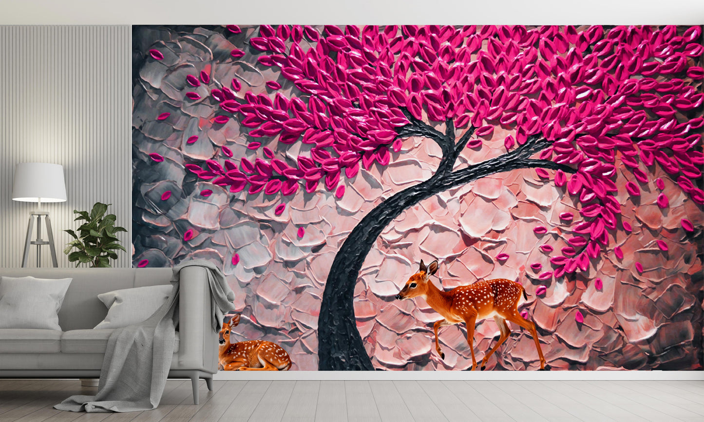 Stylish Modern Art Colourful Tree Wallpaper for Vibrant Interior Décor