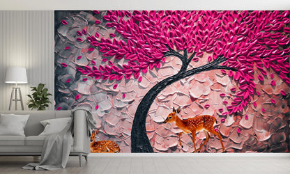 Stylish Modern Art Colourful Tree Wallpaper for Vibrant Interior Décor