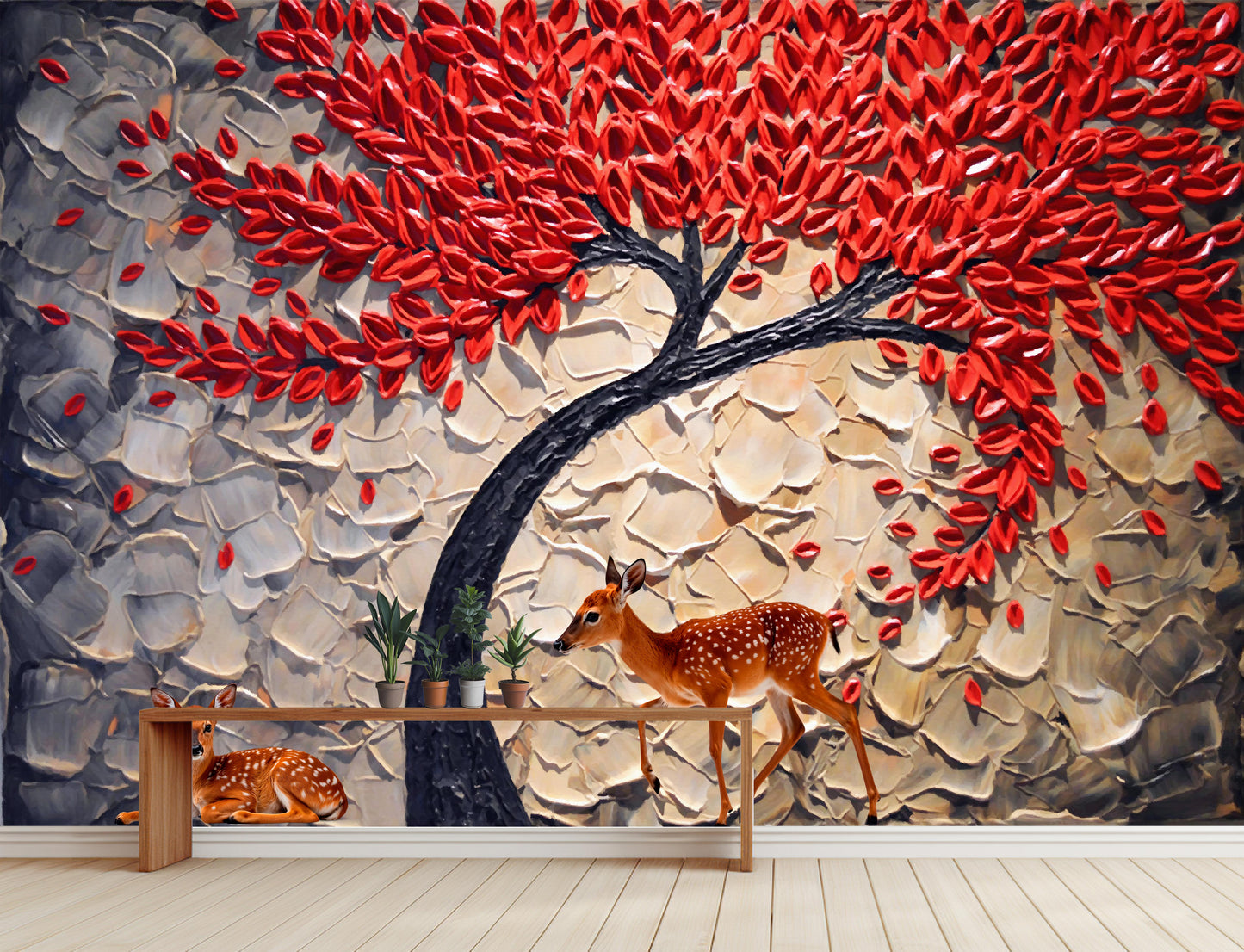 Stylish Modern Art Colourful Tree Wallpaper for Vibrant Interior Décor