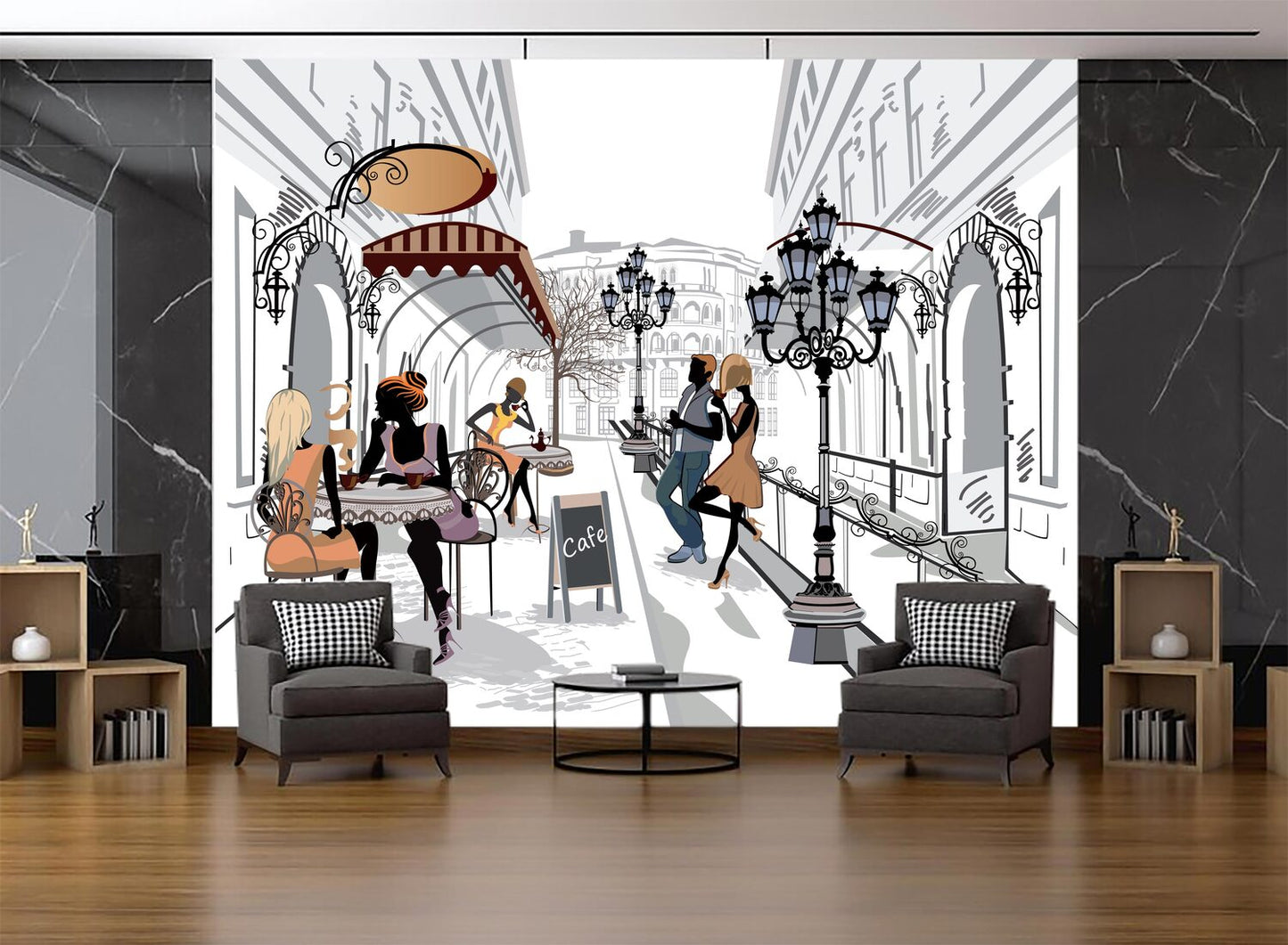Modern Art Wallpaper for Living Area Interiors