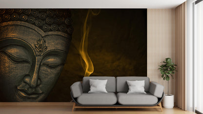 Antique Buddha Chitra Theme Wallpaper for Elegant Spiritual Interiors