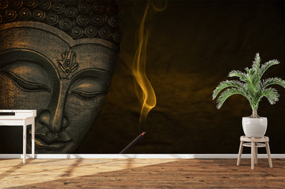 Antique Buddha Chitra Theme Wallpaper for Elegant Spiritual Interiors