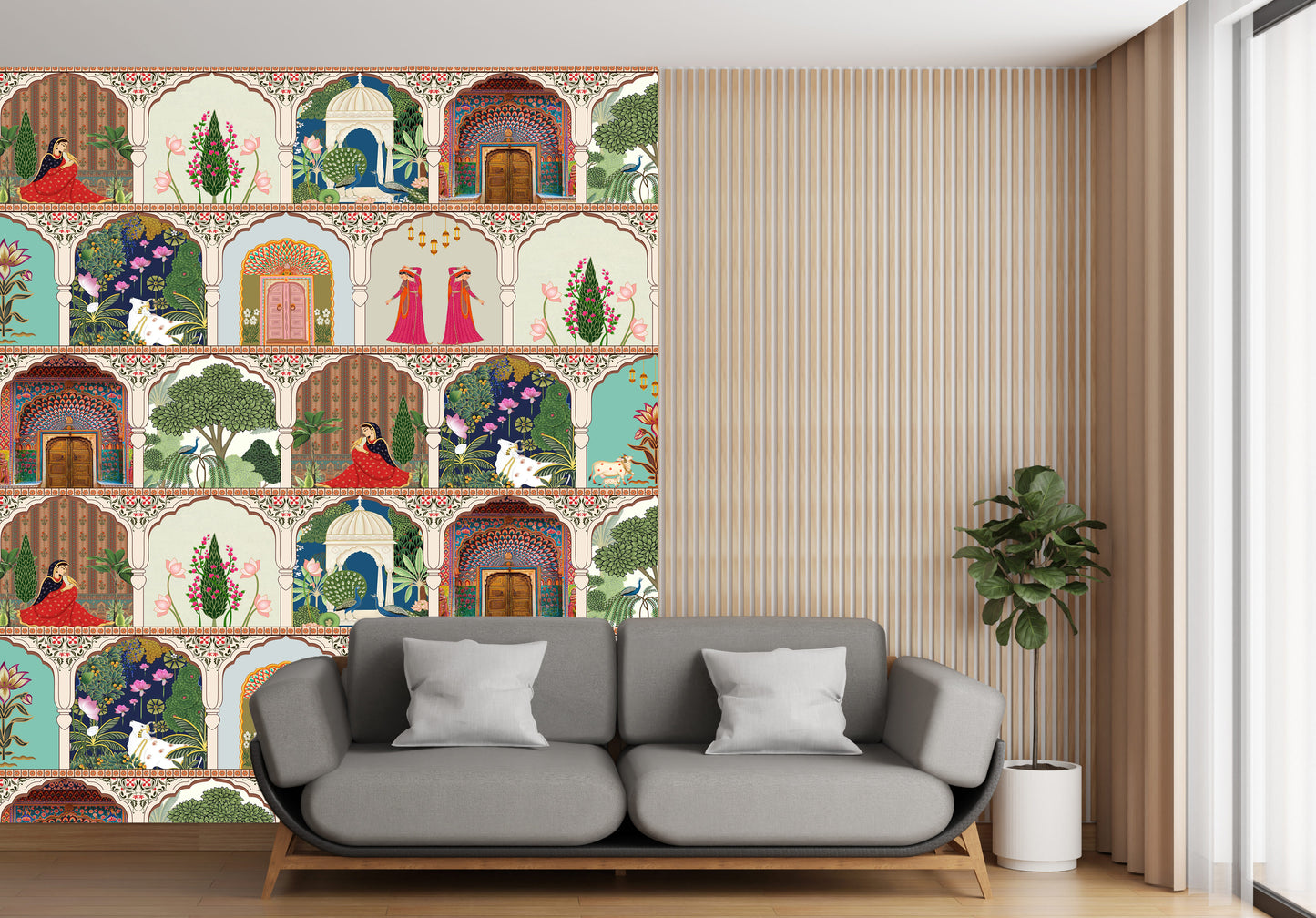 Rajasthani Ethnic Wallpaper for Traditional Cultural Interiors