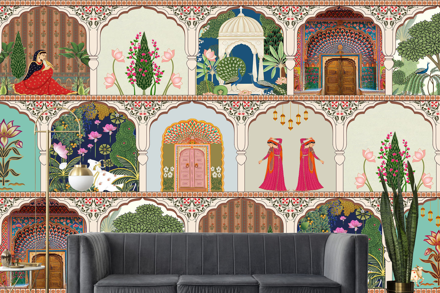 Rajasthani Ethnic Wallpaper for Traditional Cultural Interiors