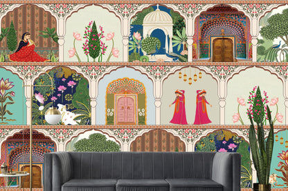 Rajasthani Ethnic Wallpaper for Traditional Cultural Interiors